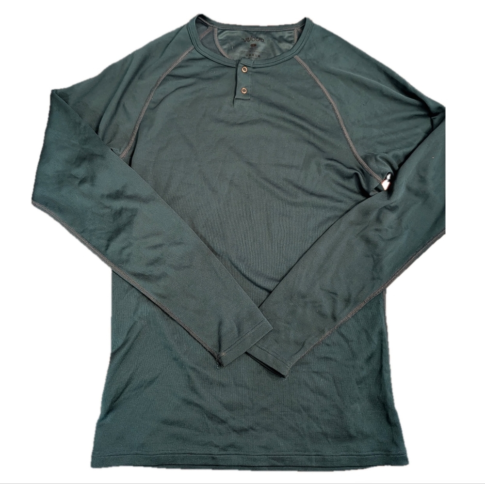 Velicio Henley Merino Wool Blend Base Layer, Size Large, Green